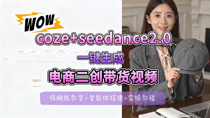 【Coze工作流搭建实操教程】seedance2.0+coze一键生成电商二创带货视频，全流程保姆级教学-创课坊