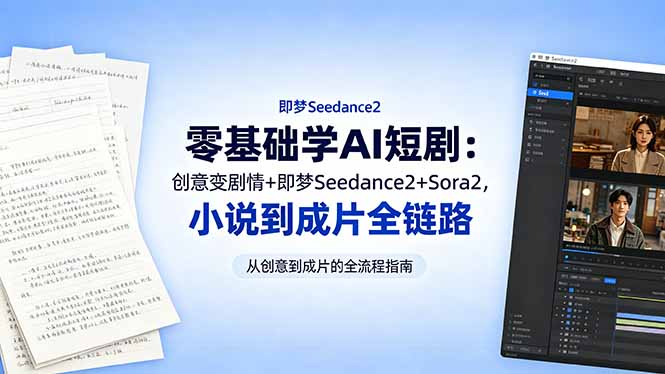 零基础学AI短剧：创意变剧情+即梦Seedance2+Sora2，小说到成片全链路-创课坊