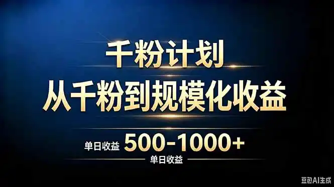 抖音千粉账号计划，从千粉到规模化收益（因人而异，不承诺收益） 500-1000+单日（因人而异，不承诺收益）收益（因人而异，不承诺收益）-创课坊