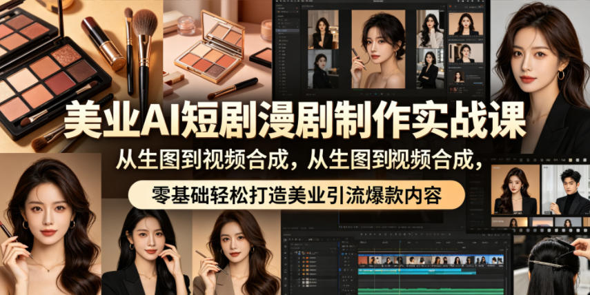 美业AI短剧漫剧制作实战课，从生图到视频合成，零基础轻松打造美业引流爆款内容-创课坊