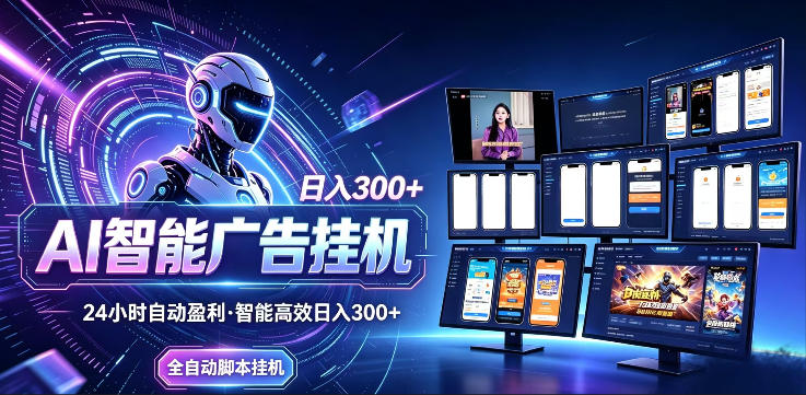 AI智能广告挂G项目，无需人工，单机稳定日入200+，可矩阵放大，24小时不间断刷广告賺收益【揭秘】-创课坊