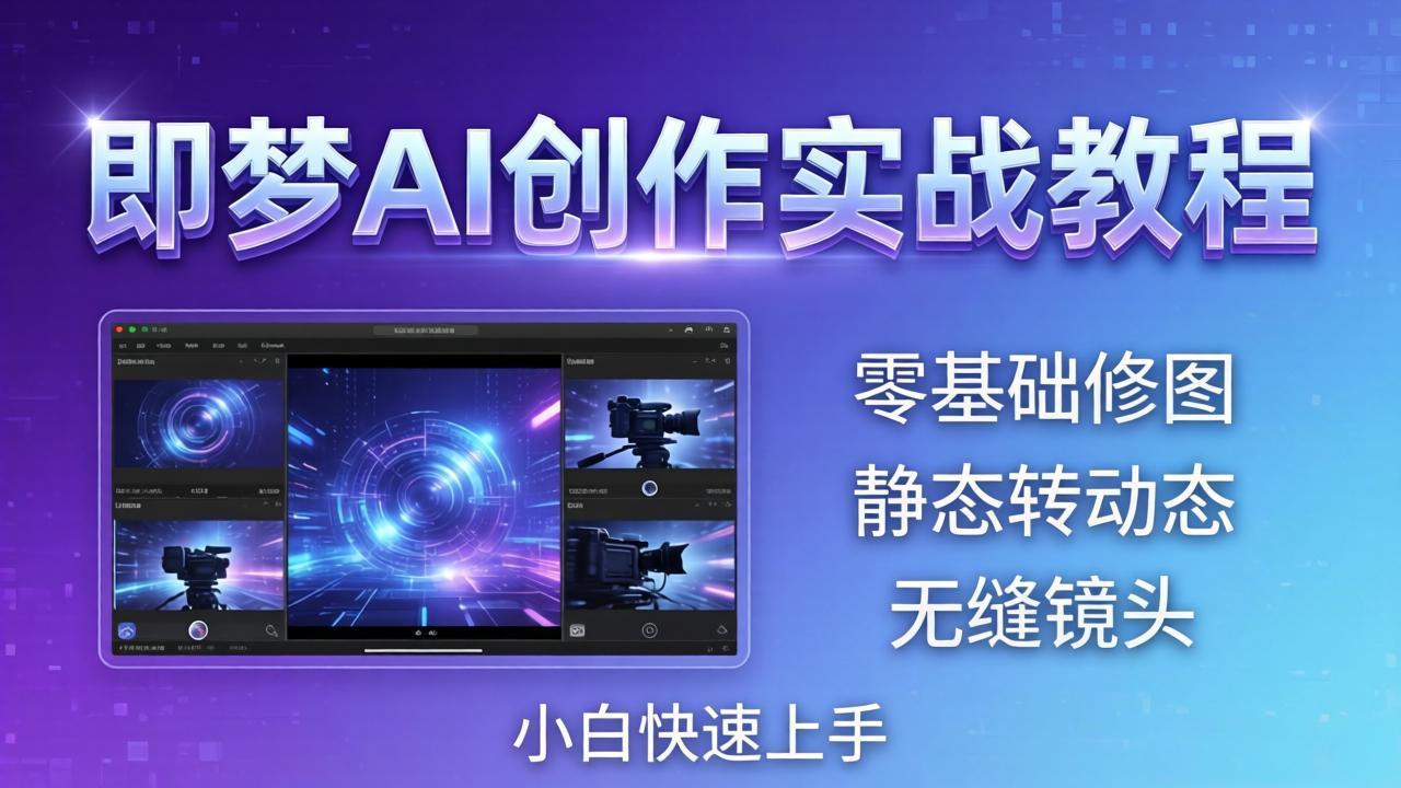 即梦AI创作实战教程，从零基础修图到AI导演，实战教学静态转动态+无缝镜头，小白快速上手-创课坊