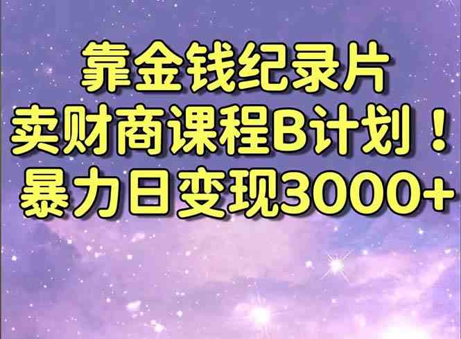 (8944期)靠金钱纪录片卖财商课程B计划!暴力日变现3000+,喂饭式干货教程!