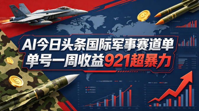 AI今日头条国际军事赛道，单号一周收益921，超暴力-创课坊