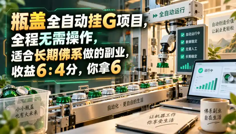 瓶盖全自动挂G项目,全程无需操作,适合长期佛系做的副业,收益(因人而异,不承诺收益)6:4分,你拿6【揭秘】