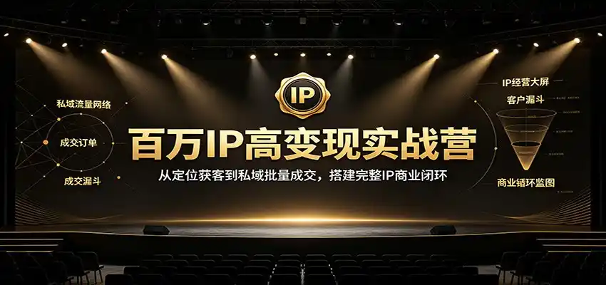 百万IP高变现实战营：从定位获客到私域批量成交，搭建完整IP商业闭环