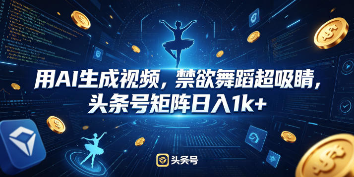 用AI生成视频，禁欲舞蹈超吸睛，头条号矩阵日入1k+-创课坊