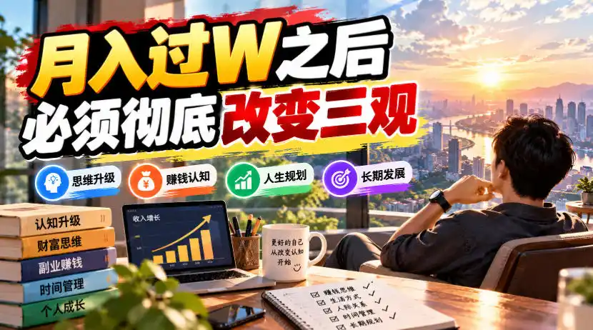 某公众号付费文章：月入（因人而异，不承诺收益）过W之后，必须彻底改变三观