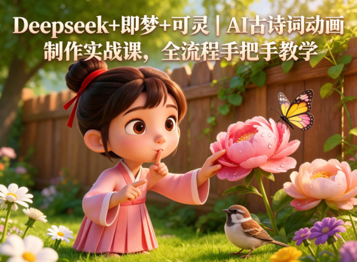 Deepseek+即梦+可灵｜AI古诗词动画制作实战课，全流程手把手教学-创课坊