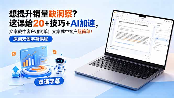 想提升销量缺洞察？这课给 20 + 技巧 + AI 加速，文案戳中客户超简单！【原创双语字幕】-创课坊