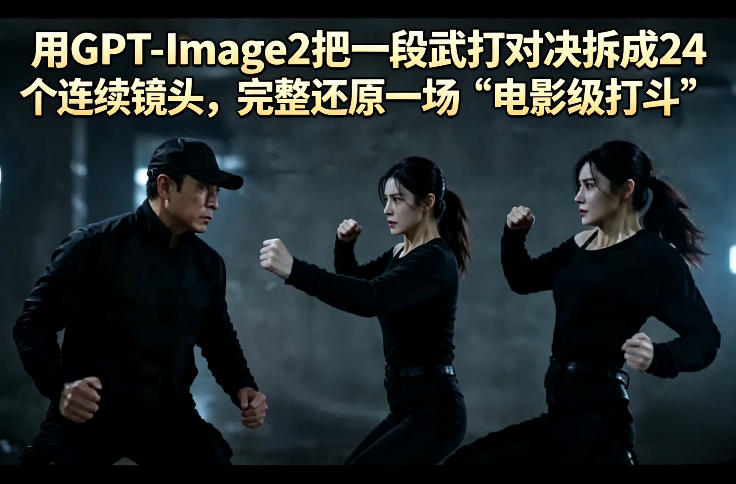 用GPT-Image2把一段武打对决拆成24个连续镜头，完整还原一场“电影级打斗”-创课坊