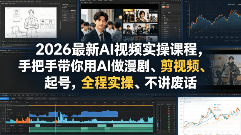 2026最新AI视频实操课程，手把手带你用AI做漫剧、剪视频、起号，全程实操、不讲废话-创课坊