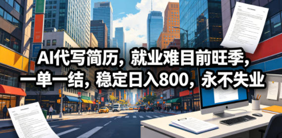 AI代写简历，就业难目前旺季，一单一结，稳定日入800，永不失业-创课坊