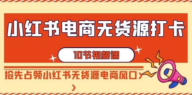 (9015期)小红书电商-无货源打卡,抢先占领小红书无货源电商风口(10节课)