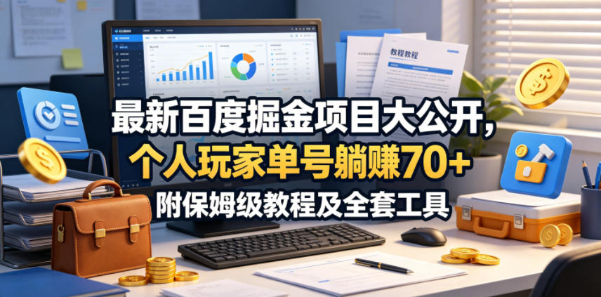 最新百度掘金项目大公开，个人玩家单号躺賺70+，附保姆级教程及全套工具【揭秘】-创课坊