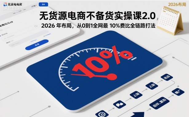 无货源电商不备货实操课2.0，2026年布局，从0到1全网最低10%费比全链路打法【更新26年5月】-创课坊