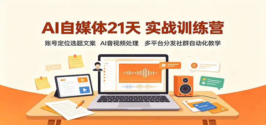 AI自媒体21天实战训练营：账号定位选题文案，AI音视频处理，多平台分发社群自动化教学-创课坊