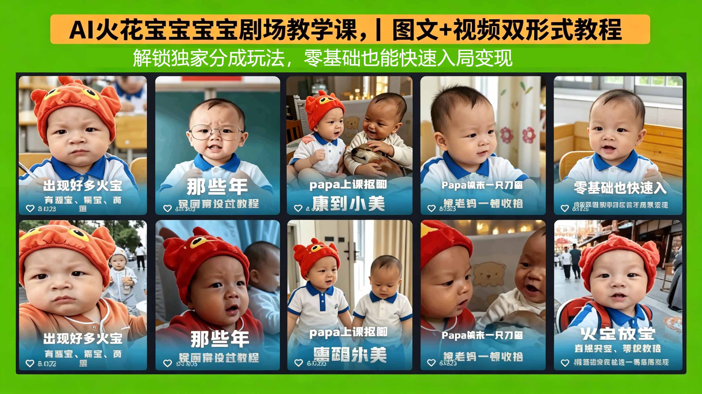 AI火花宝宝宝宝剧场教学课，图文+视频双形式教程，解锁独家分成玩法，零基础也能快速入局变现-创课坊