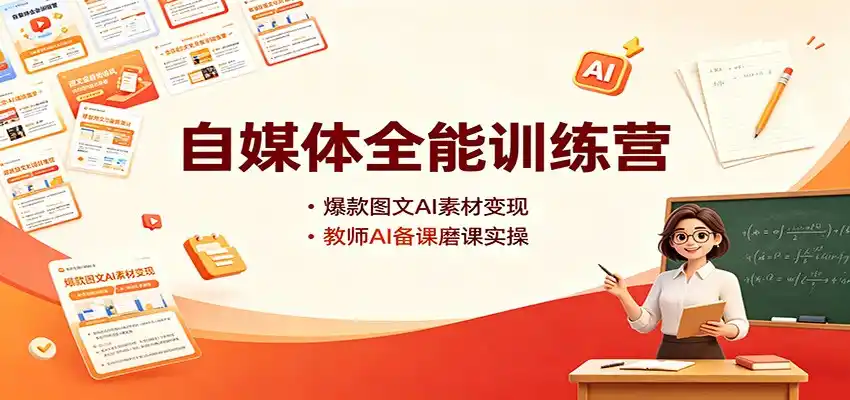 自媒体全能训练营：爆款图文AI素材变现，教师AI备课磨课实操