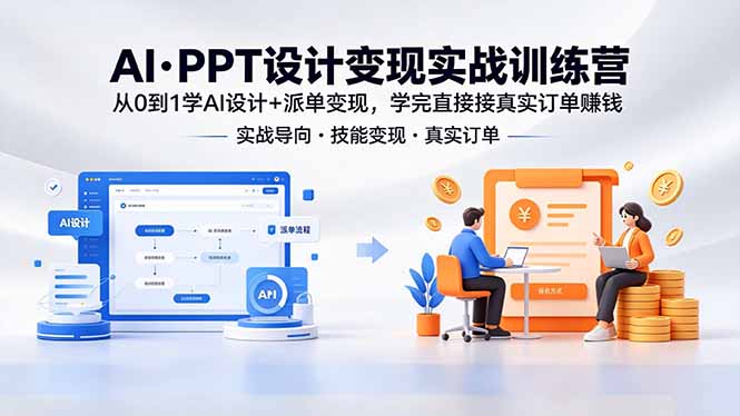 AI·PPT设计变现实战训练营，从0到1学AI设计+派单变现，学完直接接真实订单赚钱-创课坊
