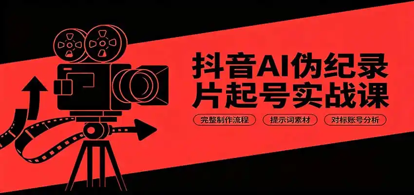 抖音AI伪纪录片起号实战课：完整制作流程，提示词素材，对标账号分析-创课坊