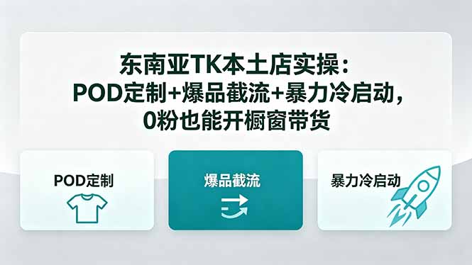 东南亚TK本土店实操-5月更新：POD定制+爆品截流+暴力冷启动，0粉也能开橱窗带货-创课坊