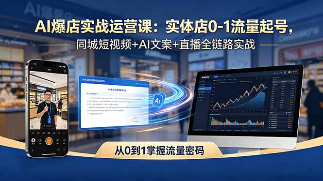 AI爆店实战运营课：实体店0-1流量起号，同城短视频+AI文案+直播全链路实战-创课坊